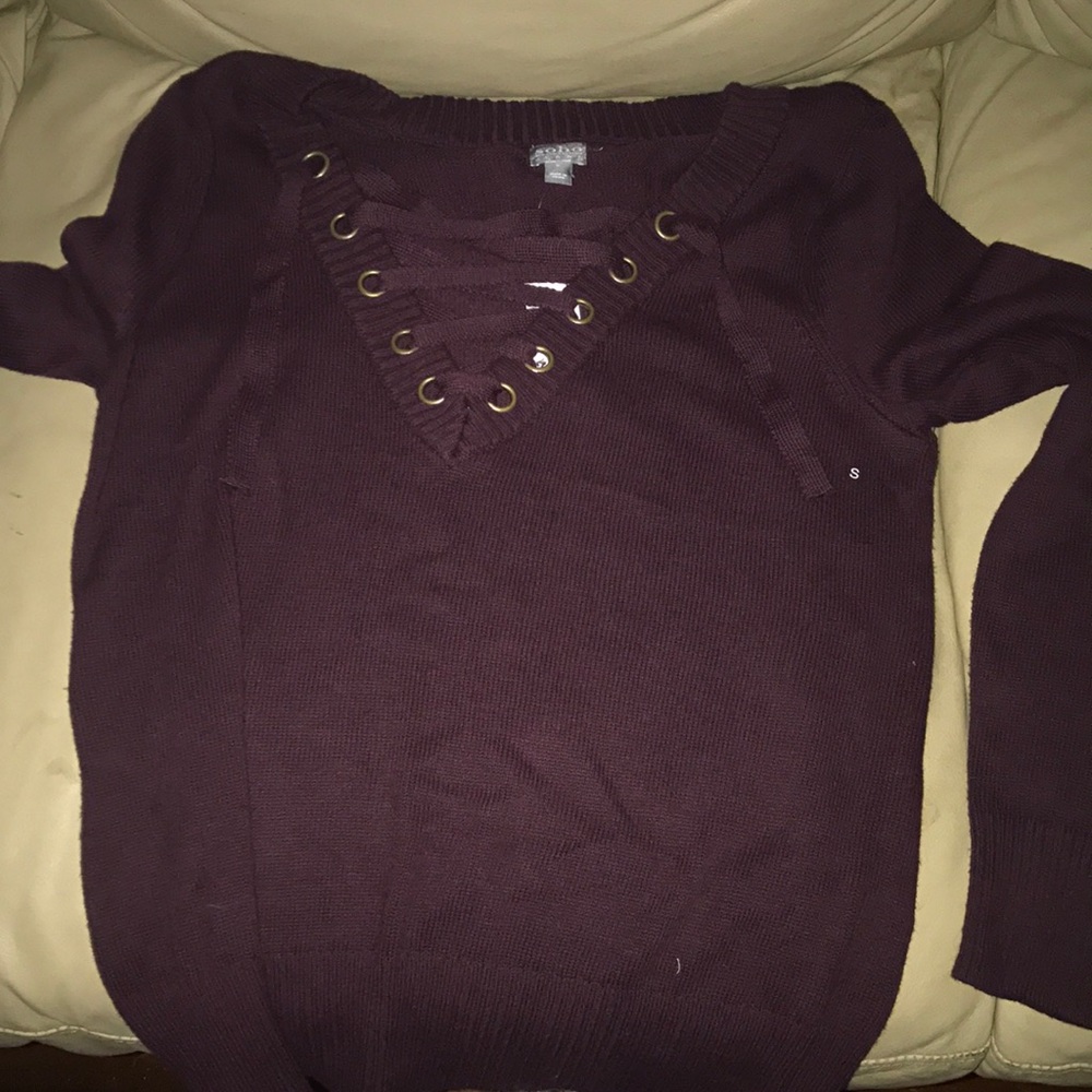 Corset front burgundy sweater